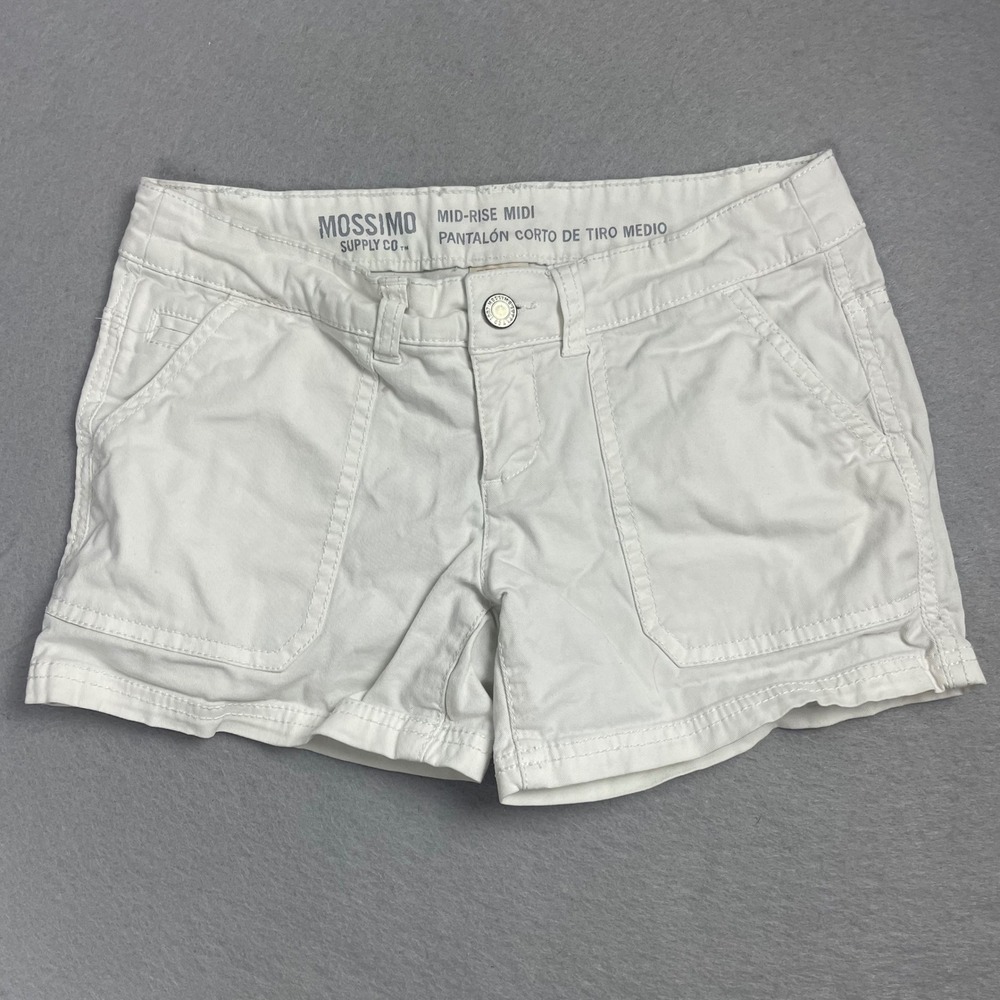 Mossimo Supply‎ Co. White Mid-Rise Midi Shorts Size 00 Denim Casual Y2K